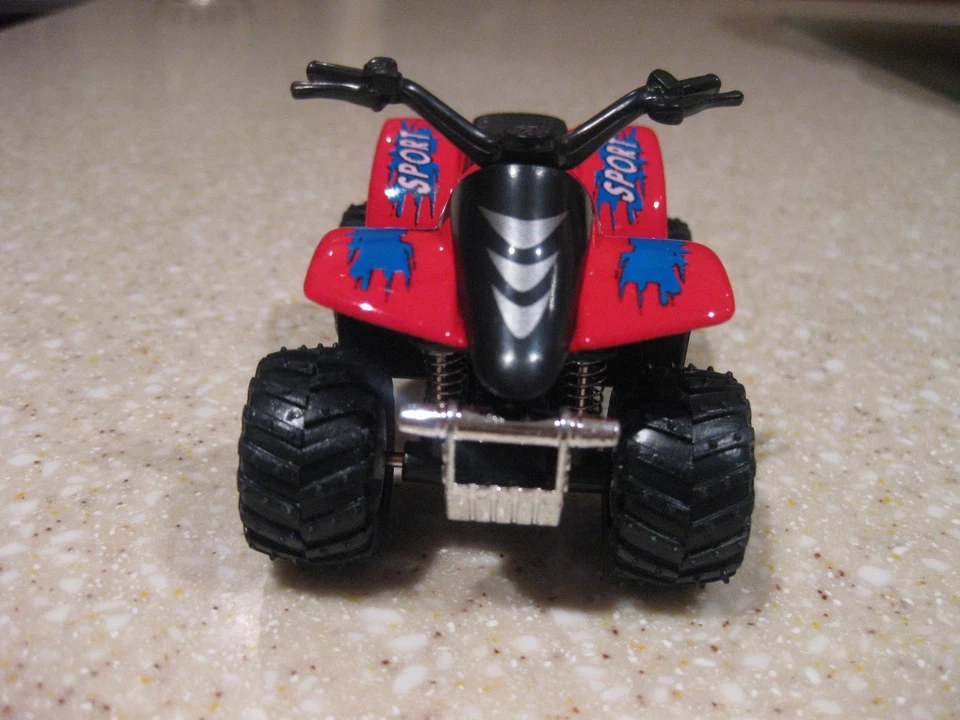ATV QUAD DIE CAST PULL BACK ACTION NO BATTERIES ALL TERRAIN VEHICLE RED SHOCK - Image 3 of 4