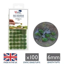 WWS Static Grass Tufts x 100 – Summer, 6mm – Model Railway Wargame Scenery