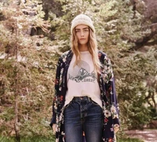 The Great Boxy Crew Tee w/Mountain Graphic in Washed White; 1 S