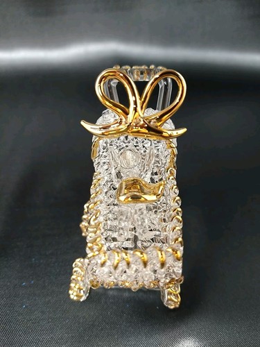 Baby + Stroller Hand Blown Clear Glass Gold Detail Figurine Figure Carriage New - Bild 8 von 10