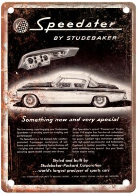 1955 Studebaker Vintage Automobile Ad Retro Look Reproduction Metal Sign A2789