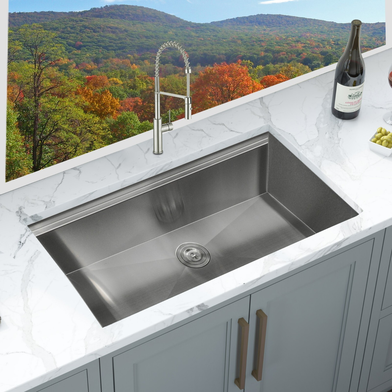 38 Inch Big Bowl Workstation Kitchen Sink 16 Gauge