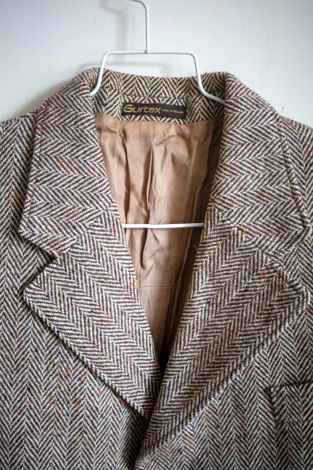 Harris Tweed Gurtex 100% Wool Blazer Jacket Beige Brown Vintage - Size 46 - Image 3 of 4