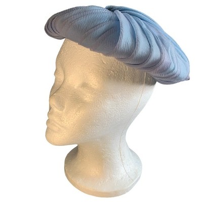 Gwenn Pennington Ladies Light Blue Pleated Hat Size 22 Vintage Chic Accessory