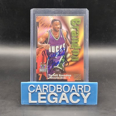 1997-98 Terrell Brandon IP Auto SkyBox Z-Force #151 Milwaukee Bucks NO COA