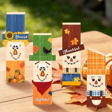 4 Pcs Fall Scarecrow Wooden Table Signs Thanksgiving Decor
