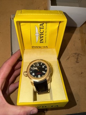 Invicta 11238 Sea Hunter Matte Gold Tone Blue  dial LEFTY Men's Watch Swiss New?