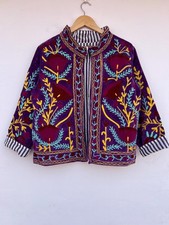 Uzbek boho chic coat Velvet suzani jacket Hand embroidery coat women's wear coat