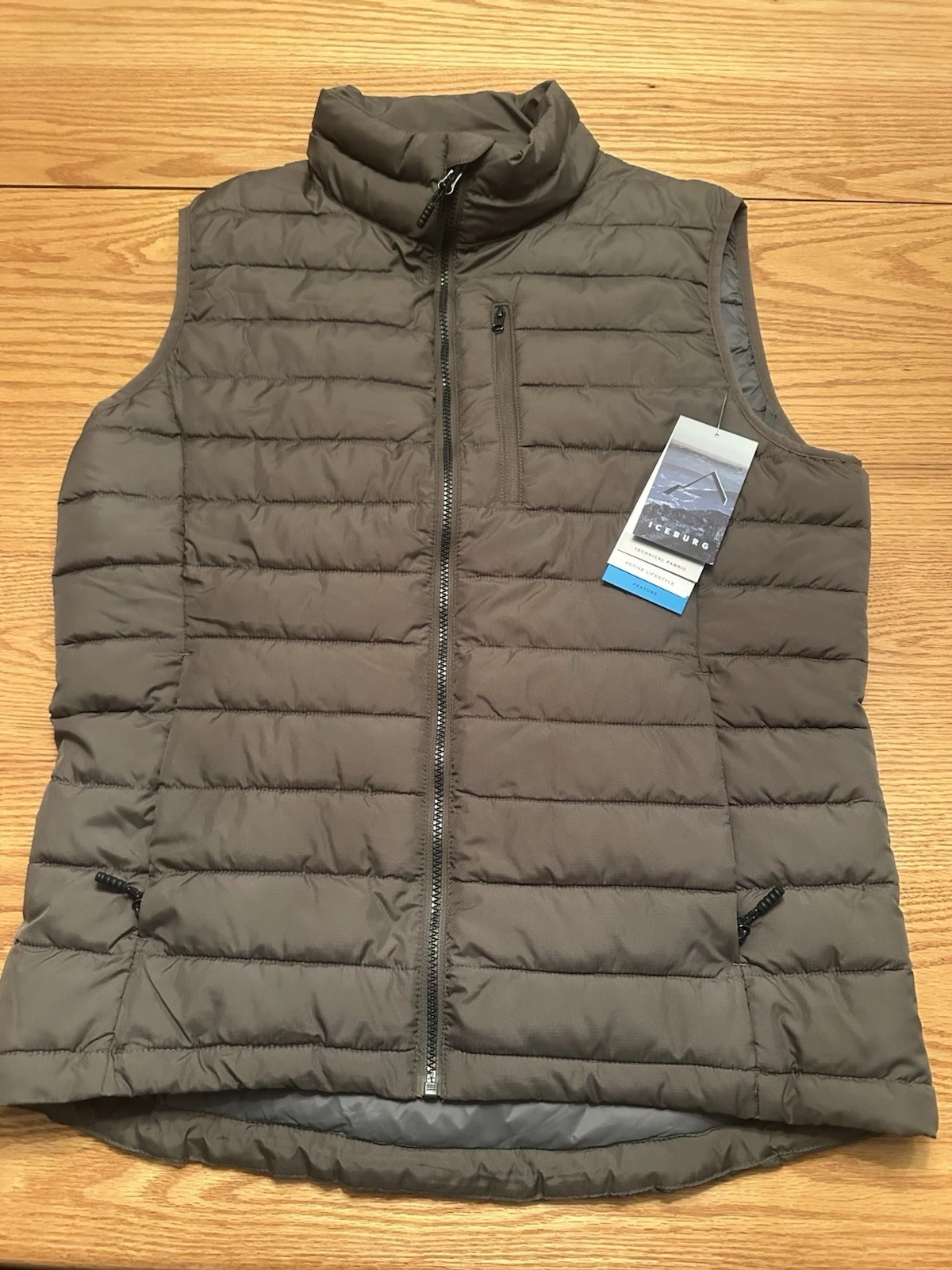 Iceburg Outerwear Insulated Lightweight Puffer Vest Full Zip Men’s S Brown