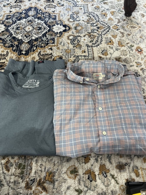 Faherty Shirt Mens Large Blue Red Plaid Soft Brushed Cotton Flannel Casual Lot 2