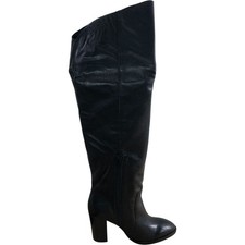 Nova Black Leather Over The Knee Boots UK4 Women's