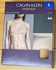 Calvin Klein Women's Lightly Lined Wire Free 2-pack Bra, Black/Nude size L/Large