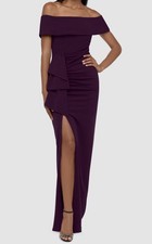 Xscape Women's Purple Formal Off-The-Shoulder Evening Gown Dress Size 10