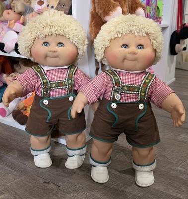 Two Twin 20'' Zapf Creation Doll Vintage 1980 s Blonde Yarn Hair Germany