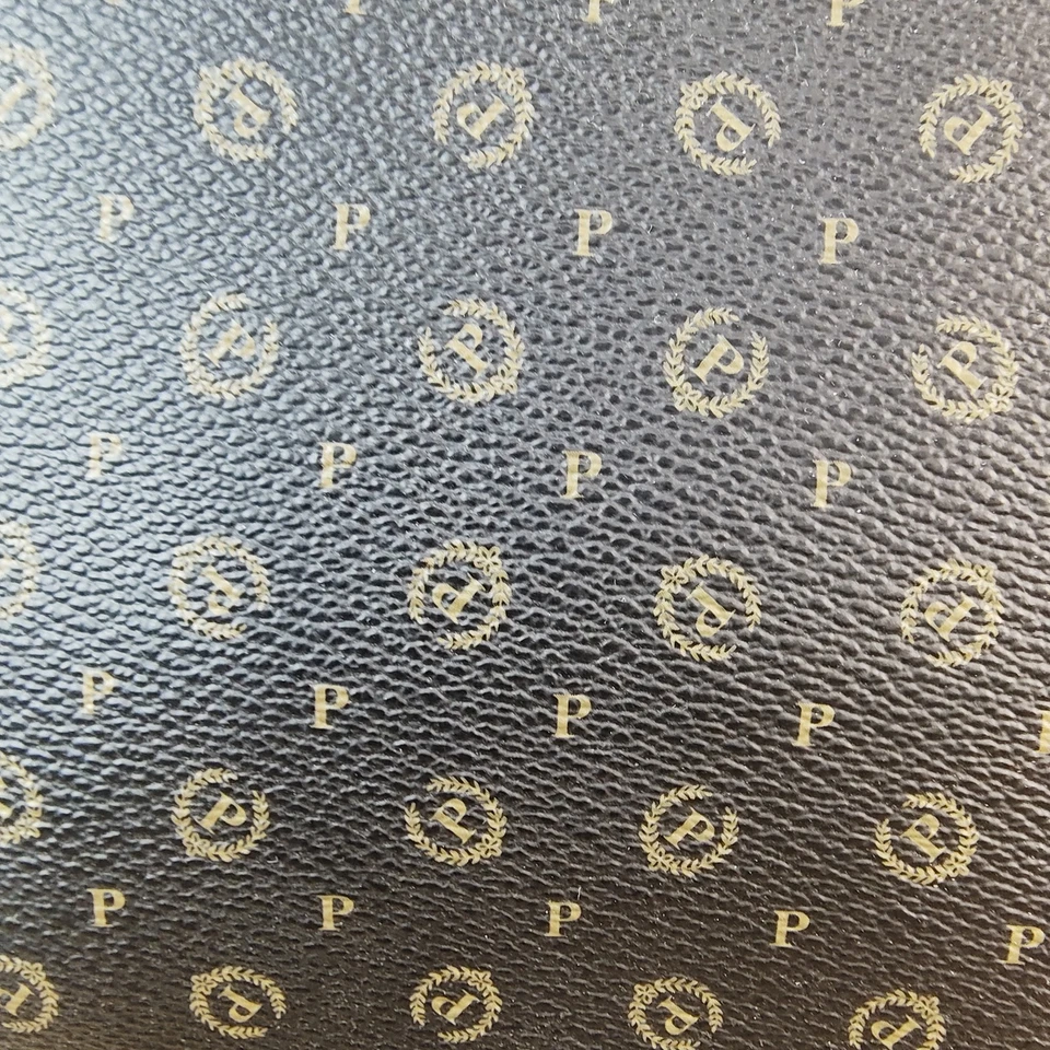 Bolso de Mano Pollini Italia Monograma Negro Tostado Cuero Borde Bolso Estructurado -Correa Foto 4 de 4