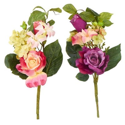 2 Assorted Artificial Rose and Hydrangea 15'' Floral Sprays