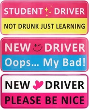 3PCS Magnet for Car with Reflective Design, Funny Student Driver -New Driver 1