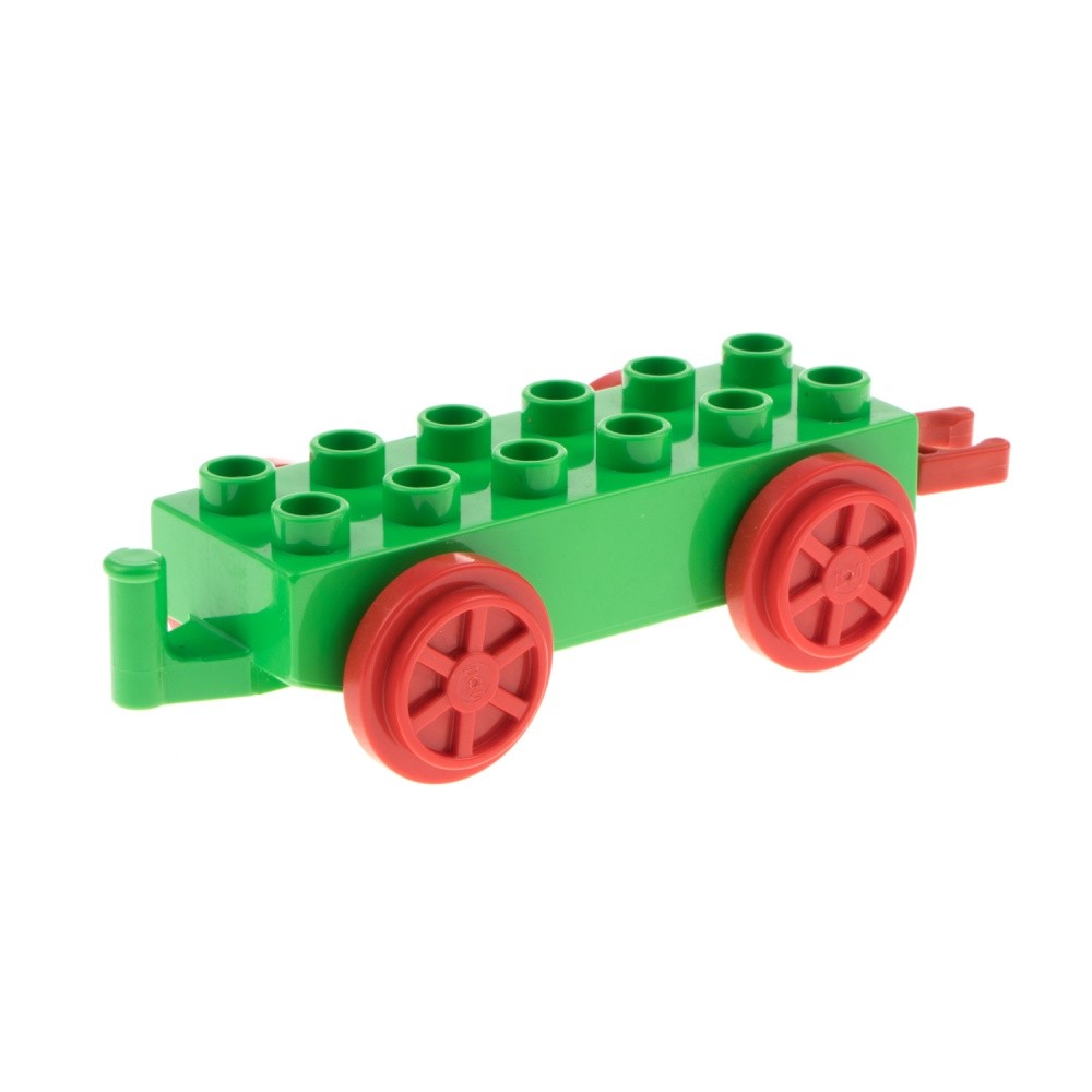 1x LEGO Duplo Push Locomotive Trailer Green Red 2x6 Train No Stud Bar 4559c01
