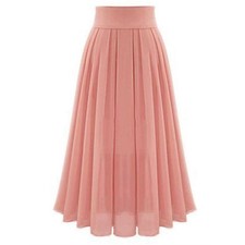 Womens Chiffon High Waist Maxi Dress Skater Flared Pleated Long Skirt Summer
