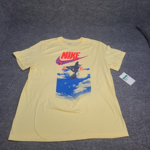 Nike Shirt Mens Extra Large Yellow Futura Air Logo Hummingbird Sportswear Tee XL