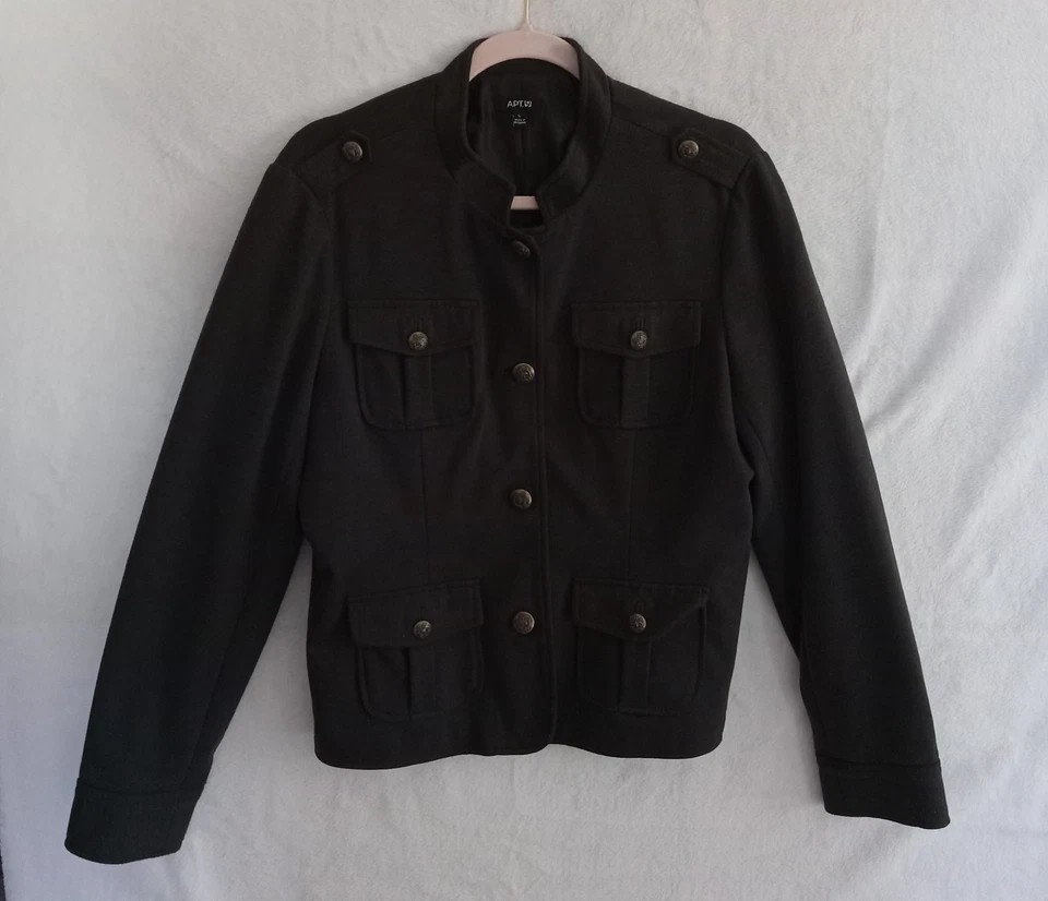 Apt. 9 Chaqueta Steampunk Vintage Mujer Estilo Militar Gris Bolsillos Talla Grande Foto 4 de 4