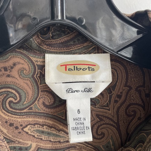 VTG Talbots Womens Size 6 100% Silk Paisley Button Up Blouse Shirt - 第 2/3 張圖片