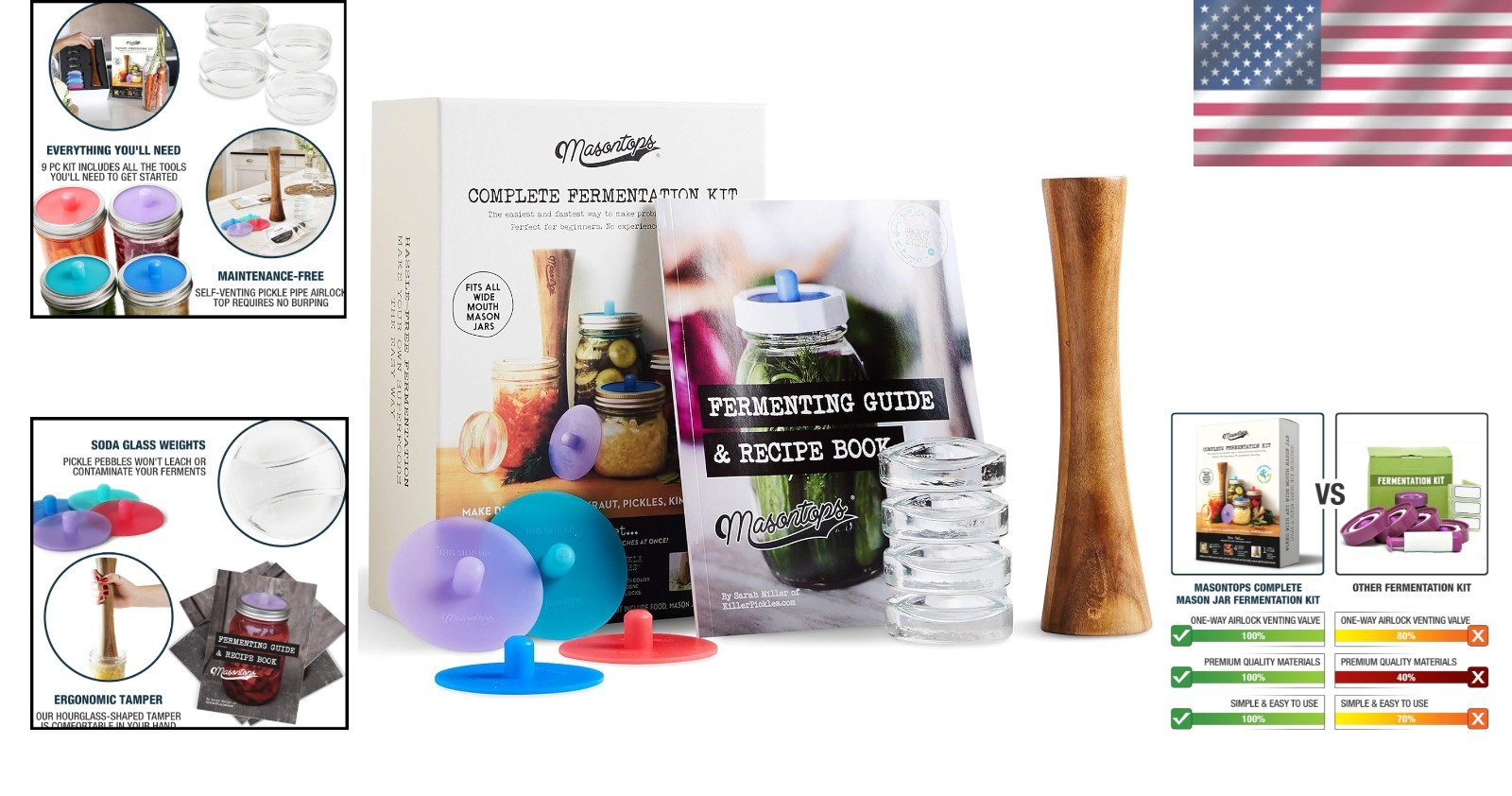 Fermentation Kit with Airlock Lids - Wide Mouth Jars