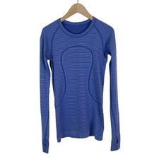 Lululemon Swiftly Tech Long Sleeve Top in Blue Stripe Size 4