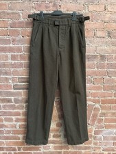 MHL Margaret Howell Men  s Pants, Sz Small, Army Olive Wool/Cotton Flannel