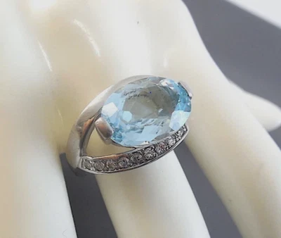 Blautopas Ring 💎 925 Silber Gr51 (16,2 mm Ø fac. Edelstein Juweliersqualität 💎 - Bild 1 von 3