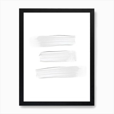 Weiße Pinselstriche Kunstdruck gerahmt Wandbild Poster Leinwanddruck Bild