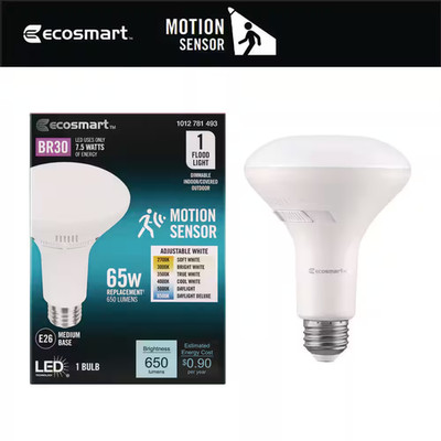 65-Watt Equivalent BR30 Dimmable Motion Sensor LED Flood Light Bulb with Selecta