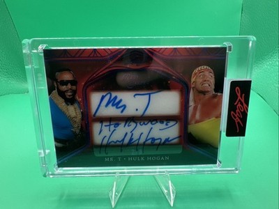 HULK HOGAN * MR T 2025 LEAF RED CARPET DUAL AUTO PURPLE 2/8