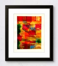 Original Abstract Art 14x11 Paper Colorful Modern Design Expressionist Painting