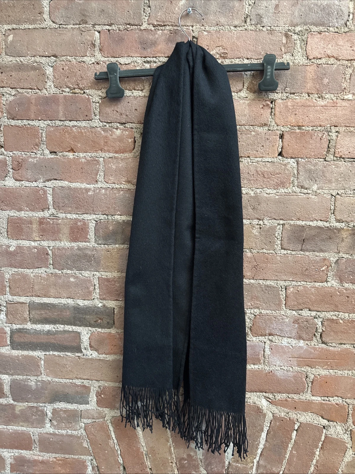 Vintage Beatriz Canedo Patino Handmade Scarf Black, Knitted Fringe