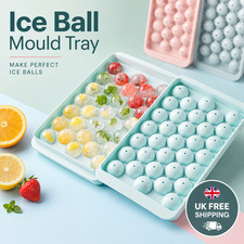 Ice Cube Tray with Lid , 33 Grids Ice Ball Maker Mould Round Easy Release UK