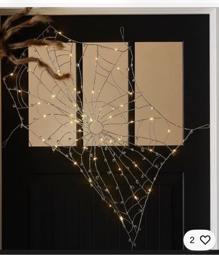 Pottery Barn Lit Crystal Spider Web 48" LED Indoor Outdoor Halloween NEW