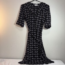 Calvin Klein Black All Over Logo Print Jersey Knit Dress Size 4. 873