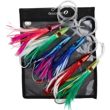 OCEAN CAT 5 Inches Weighted Bullet Head Feather Teasers Squid Lures Saltwater...