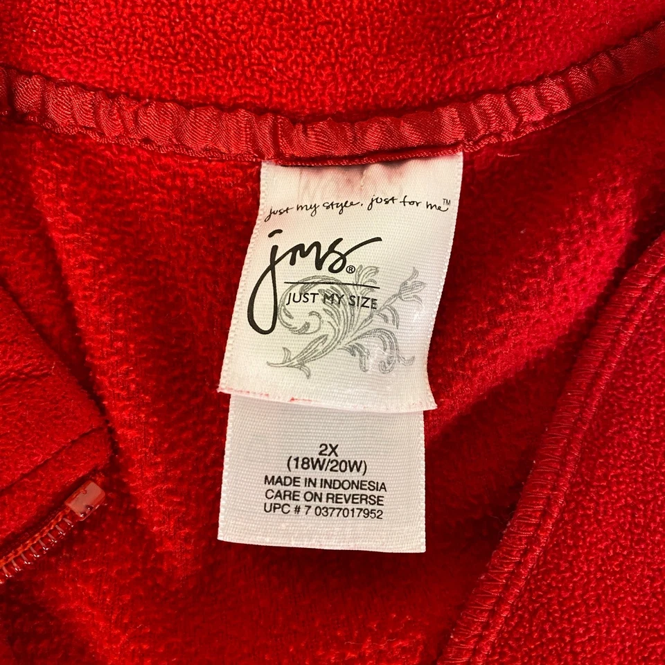 Suéter polar JMS Just My Size 1/4 cremallera para mujer talla grande 2X rojo pulóver top * Foto 4 de 4
