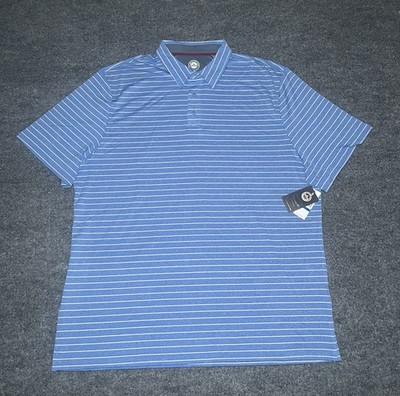 NWT Flag & Anthem Men XL Blue Heather Wilmington Stripe Performance Polo Shirt