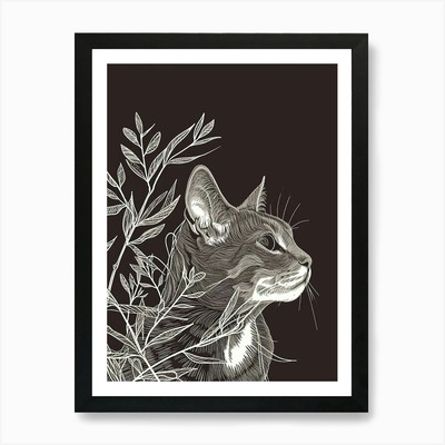 American Wirehair Cat Minimalist Il Gerahmtes Wandbild Poster Leinwanddruck Bild