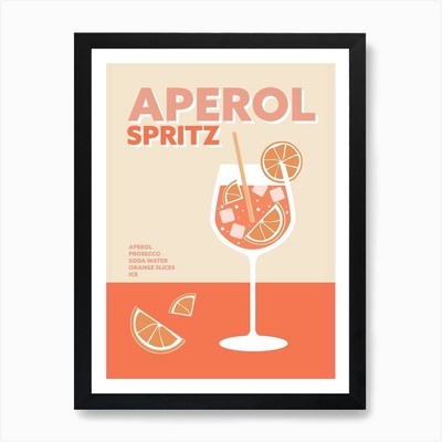 Aperol Spritz Cocktail Colourful Dr Framed Wall Art Poster Canvas Print Picture