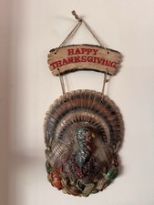 Vintage Thanksgiving Turkey Wall Hanging Plaque Resin Harvest Fall Decor 3D