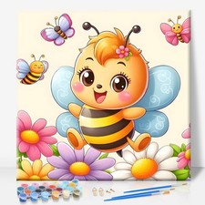 Camocin Framed Paint by Numbers Kit for Kids Ages 4-12 - Bee 10x10inch, Bee-1