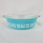 Vintage Pyrex 471 Blue Turquois Amish Butterprint Casserole Dish with Glass Lid