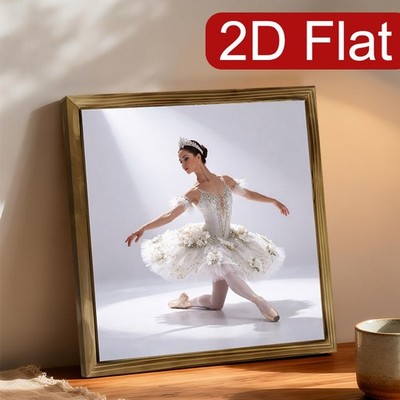 Classic Ballet Dancer White Floral Tutu Soft Light Framed Tabletop Wooden Sign
