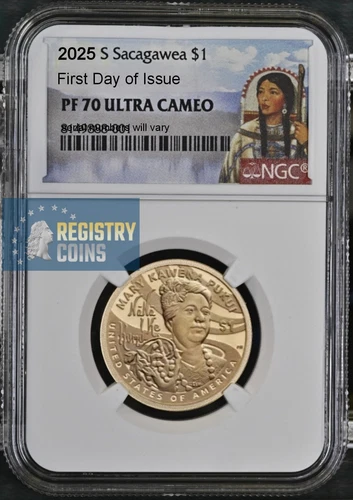 2025 S Sacagawea $1 Clad Dollar Mary Kawena Pukui NGC PF 70 First Day -presale%