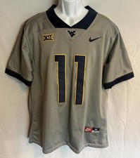 Nike Team Issued David Long #11 West Virginia Mountaineers Football Jersey Gray 