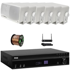 Pyle USB Bluetooth Receiver, 6x 3.5'' 200W Mini Box Speakers Wireless Mic